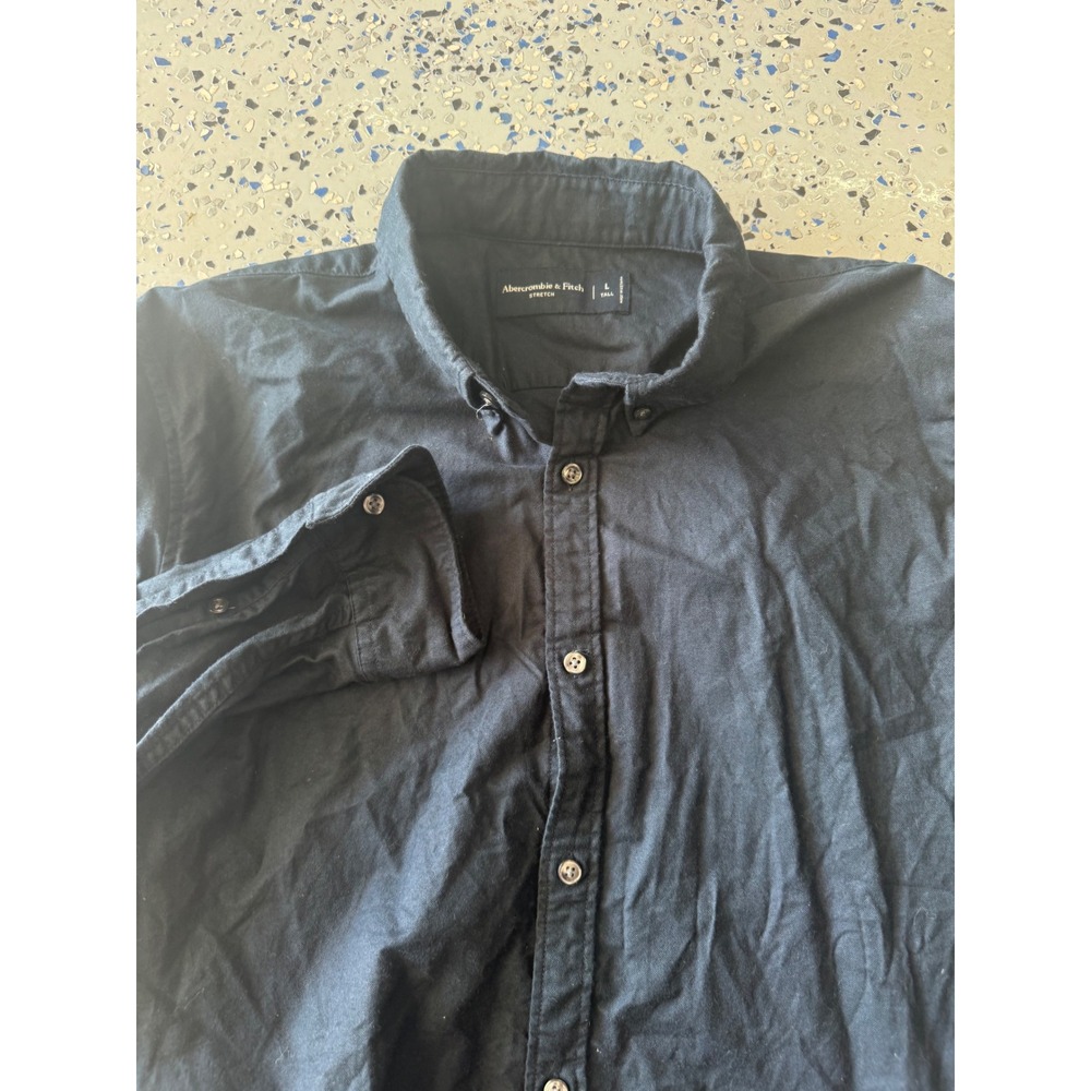 Abercrombie & Fitch Mens Stretch Tall Button Down Shirt - Black